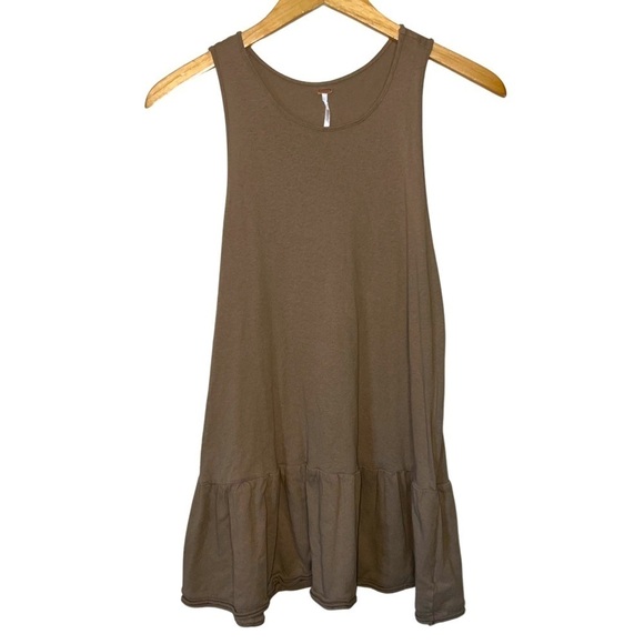 Free People Brittany Peplum Tan Brown Tank Dress Size Small - Picture 1 of 6